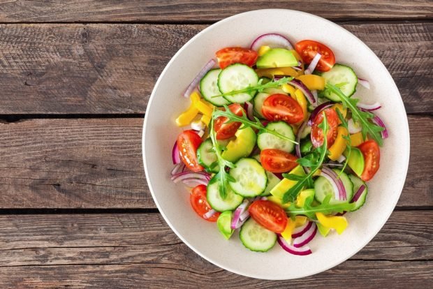 Avocado salad, tomatoes and cucumbers Avocado salad, tomatoes and cucumbers