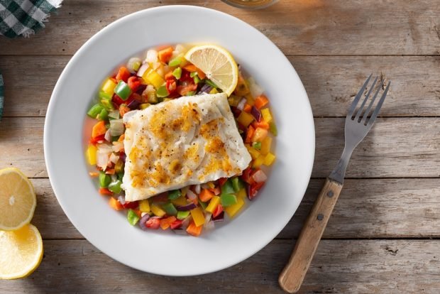 Baked cod with vegetable mixture Baked cod with vegetable mixture
