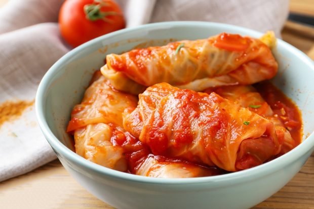 Cabbage rolls with vegetables and rice