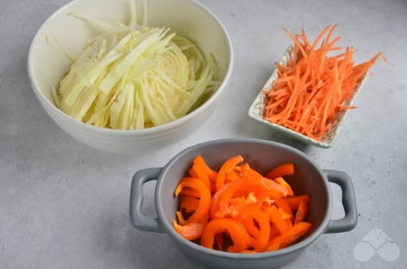 Cabbage salad with carrots and bell pepper - recipe photo, step 1