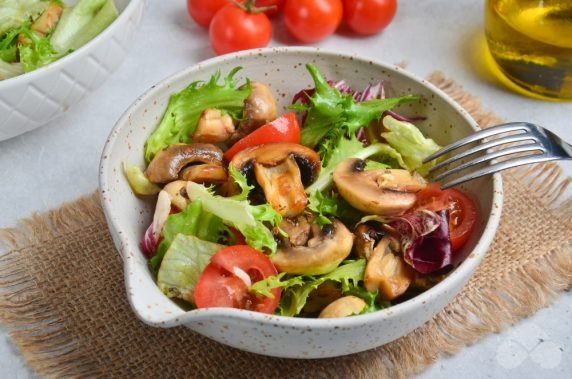 Cherry salad and mushrooms - recipe photo, step 3