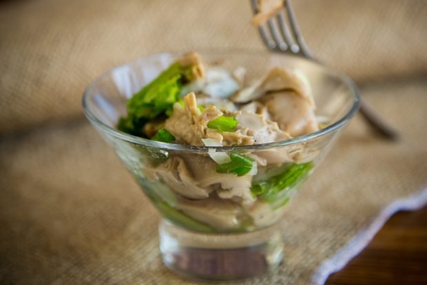 Cocktail salad with mushrooms and brass Cocktail salad with mushrooms and brass