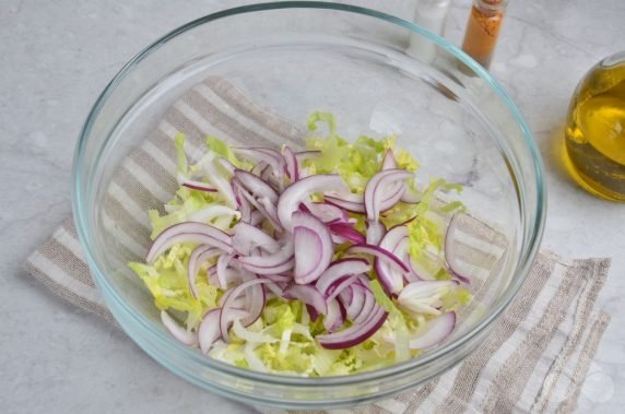 Corn salad and Beijing cabbage - recipe photo, step 1