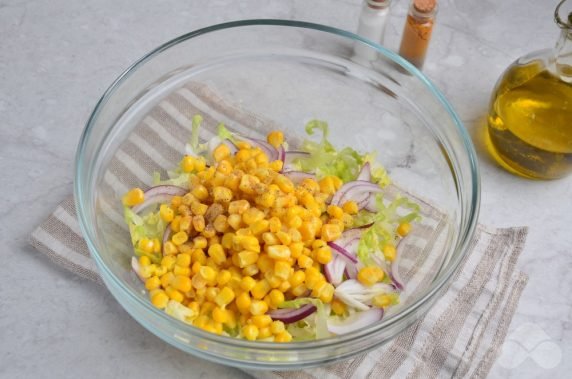Corn salad and Beijing cabbage - recipe photo, step 2