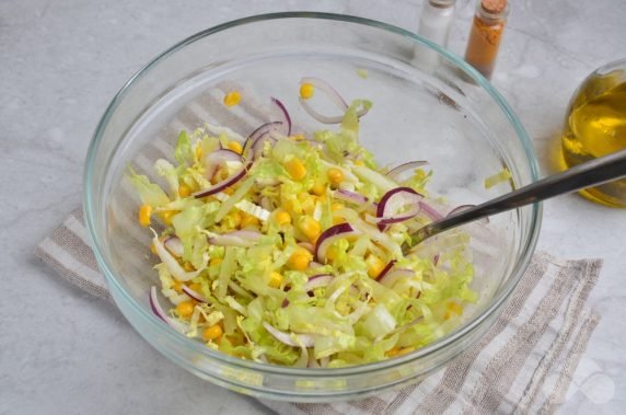 Corn salad and Beijing cabbage - recipe photo, step 3