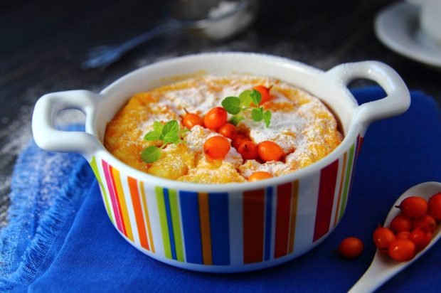 Cottage cheese casserole with sea buckthorn