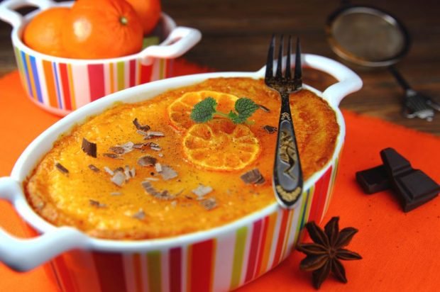 Cottage cheese casserole with tangerines and cinnamon Cottage cheese casserole with tangerines and cinnamon