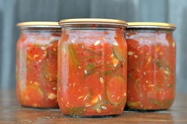 Cucumbers in tomato paste for the winter Cucumbers in tomato paste for the winter