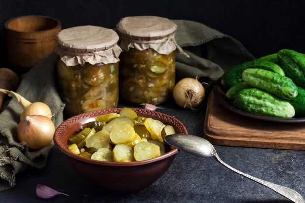 Cucumbers salad for the winter without sterilization