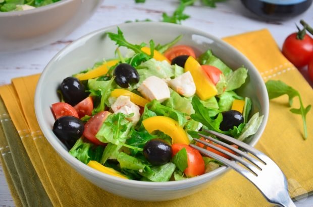 Dietary salad with chicken and olives Dietary salad with chicken and olives