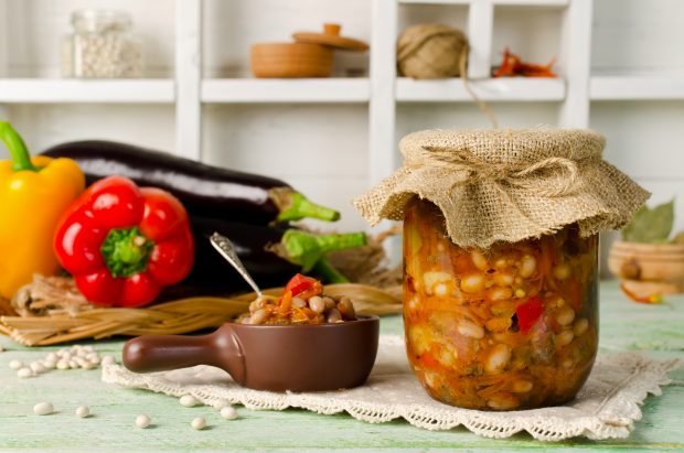 Eggplant with beans for the winter without sterilization Eggplant with beans for the winter without sterilization