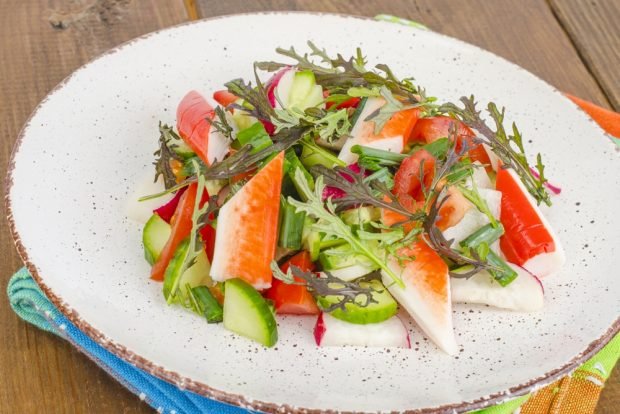 Fresh vegetable salad with crab sticks Fresh vegetable salad with crab sticks