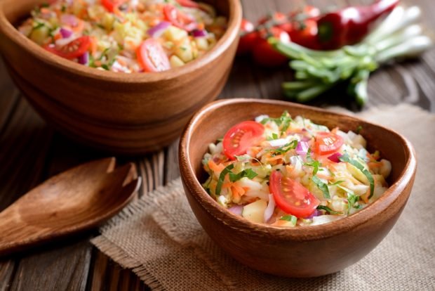 Homemade salad with Beijing cabbage and vegetables Homemade salad with Beijing cabbage and vegetables