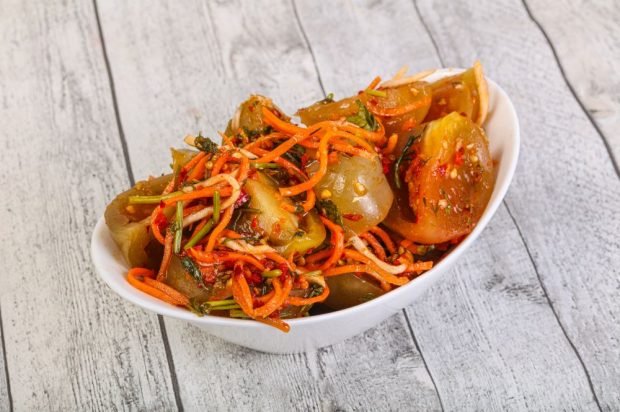 Korean carrots with green tomatoes and radish Korean carrots with green tomatoes and radish