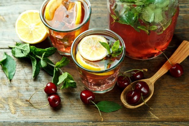 Mojito from cherries and mint for the winter Mojito from cherries and mint for the winter