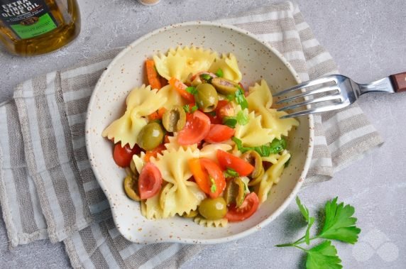 Paste salad, vegetables and olives - recipe photo, step 5