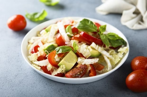 Peking cabbage, avocado and tomatoes salad Peking cabbage, avocado and tomatoes salad