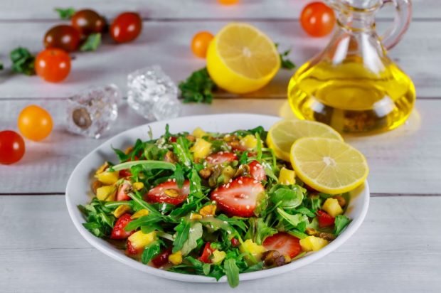 Pineapple salad ,rugols and strawberries Pineapple salad ,rugols and strawberries