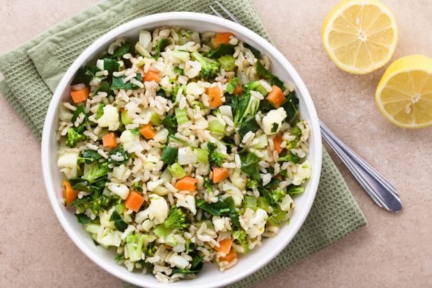 Rice salad and steam vegetables Rice salad and steam vegetables