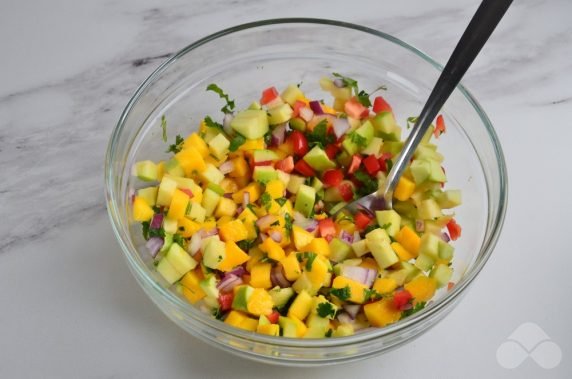 Salad Salsa with apples and mangoes - recipe photo, step 2