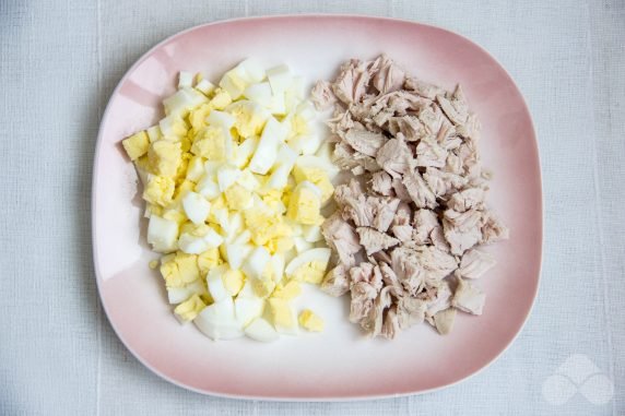 Salad with chicken, eggs and celery - recipe photo, step 1