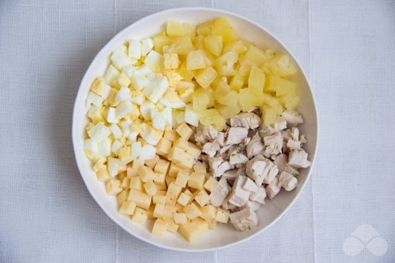 Salad with chicken, pineapples and nuts - recipe photo, step 1