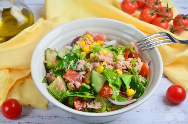Salad with fish canned food and avocado Salad with fish canned food and avocado