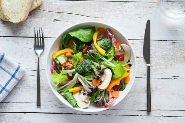 Salad with raw champignons and broccoli Salad with raw champignons and broccoli