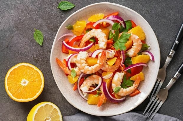 Sevich salad with shrimp