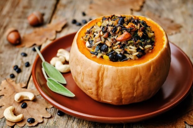 Stuffed pumpkin with rice and dried fruits Stuffed pumpkin with rice and dried fruits