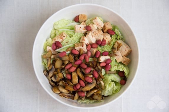 Tofu salad, mushrooms and Beijing cabbage - recipe photo, step 3