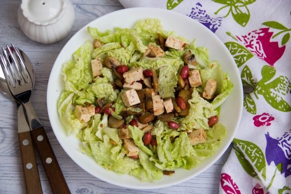 Tofu salad, mushrooms and Beijing cabbage - recipe photo, step 4