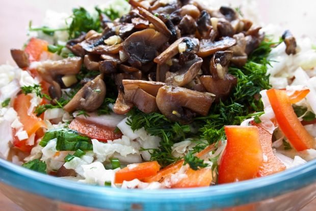 Vegetable salad with mushrooms and onions Vegetable salad with mushrooms and onions
