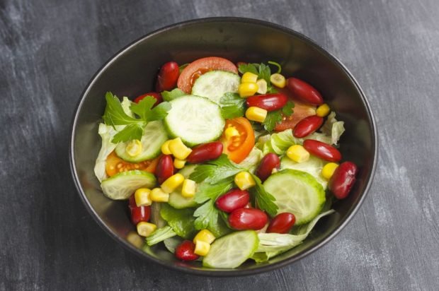 Vegetarian salad of vegetables and red beans Vegetarian salad of vegetables and red beans