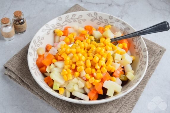 Vinaigrette with corn - recipe photo, step 5
