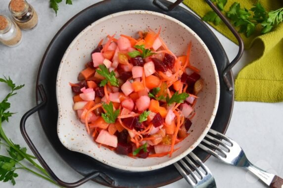 Vinaigrette with Korean carrots - recipe photo, step 5