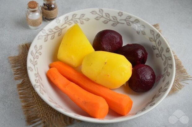 Vinaigrette with pickled mushrooms - recipe photo, step 1
