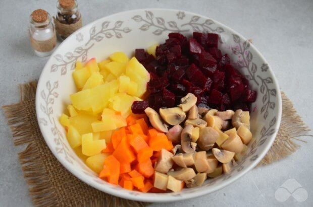 Vinaigrette with pickled mushrooms - recipe photo, step 2